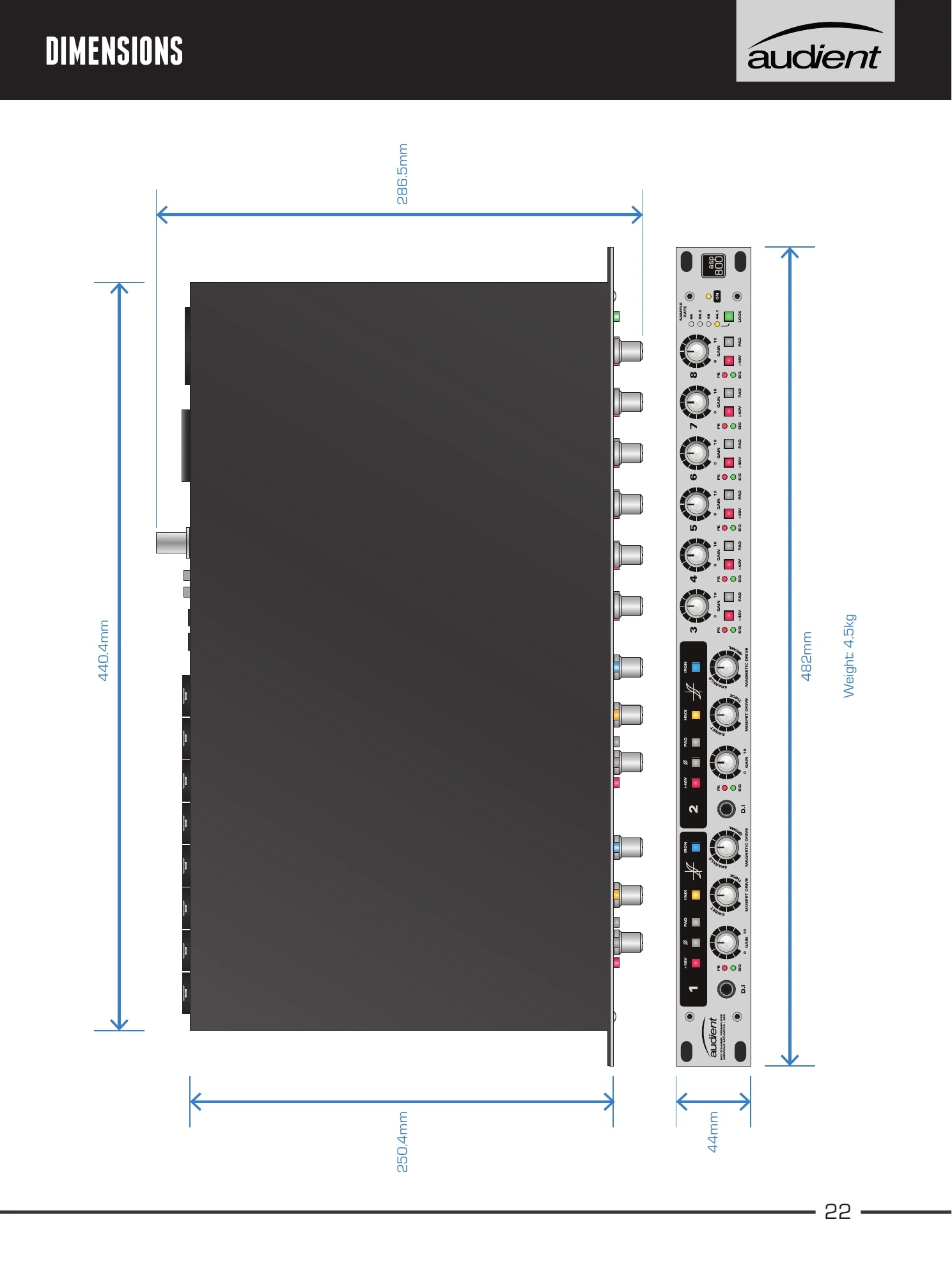 ASP800 source-manual dimension drawing