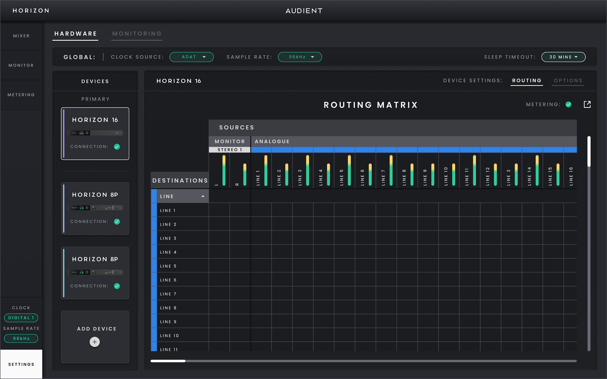 Horizon 16 Routing Matrix