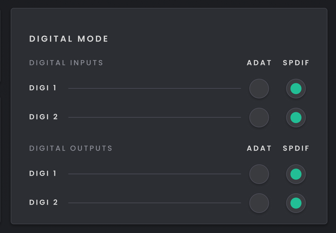 Horizon 32 Digital I/O & Clocking, S/PDIF mode