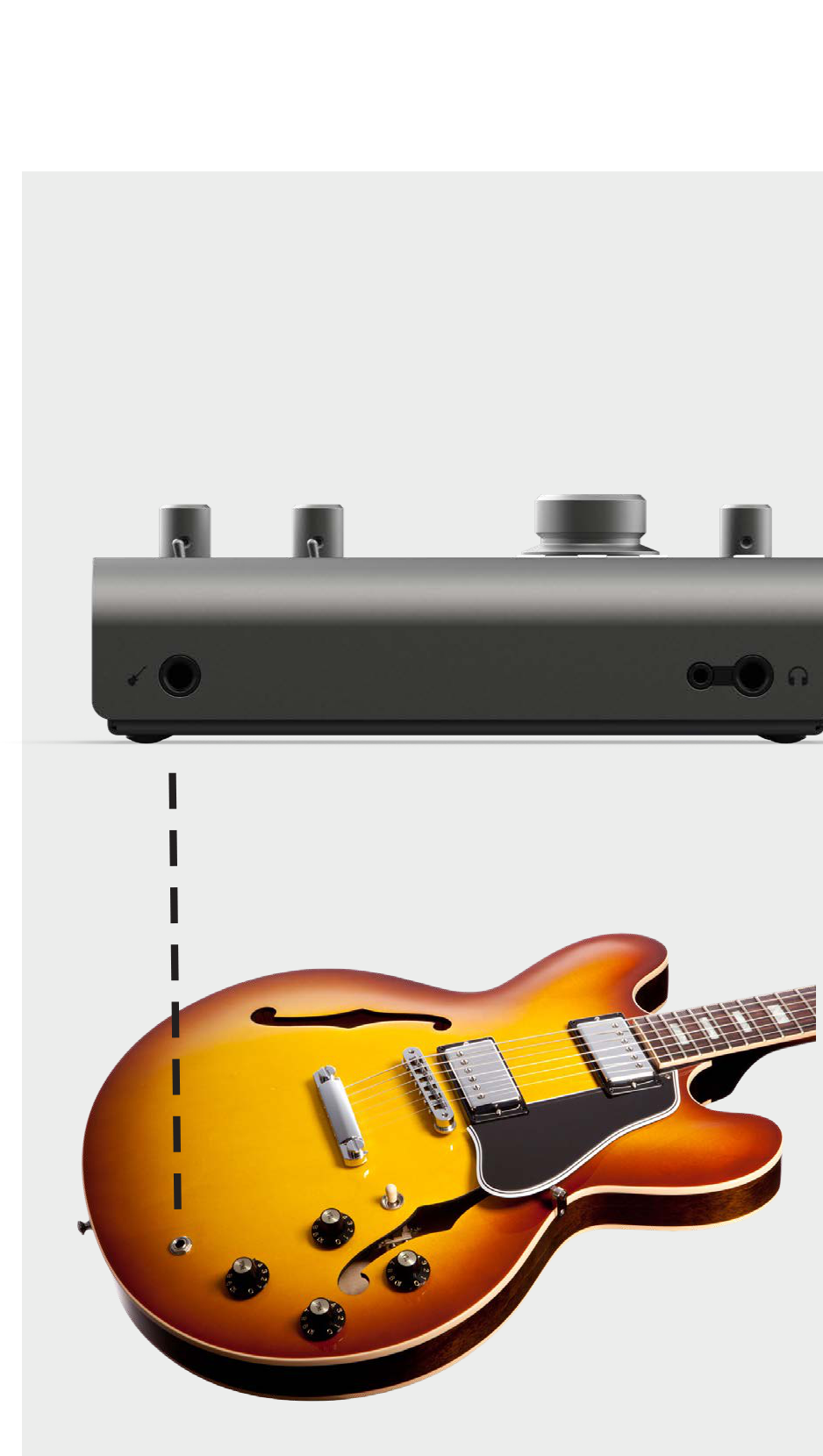Connecting a guitar to the instrument input