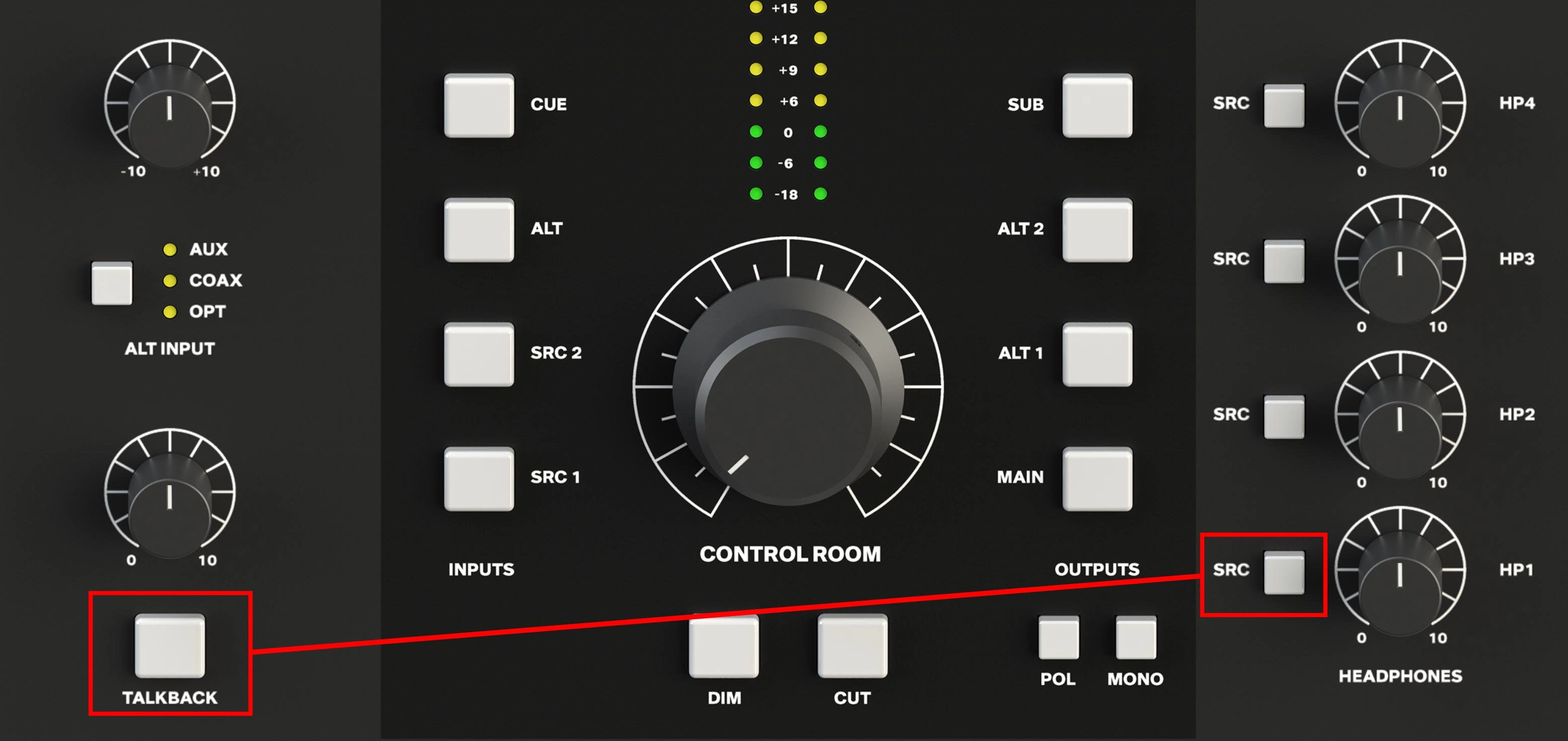 NERO Talkback and headphone routing controls