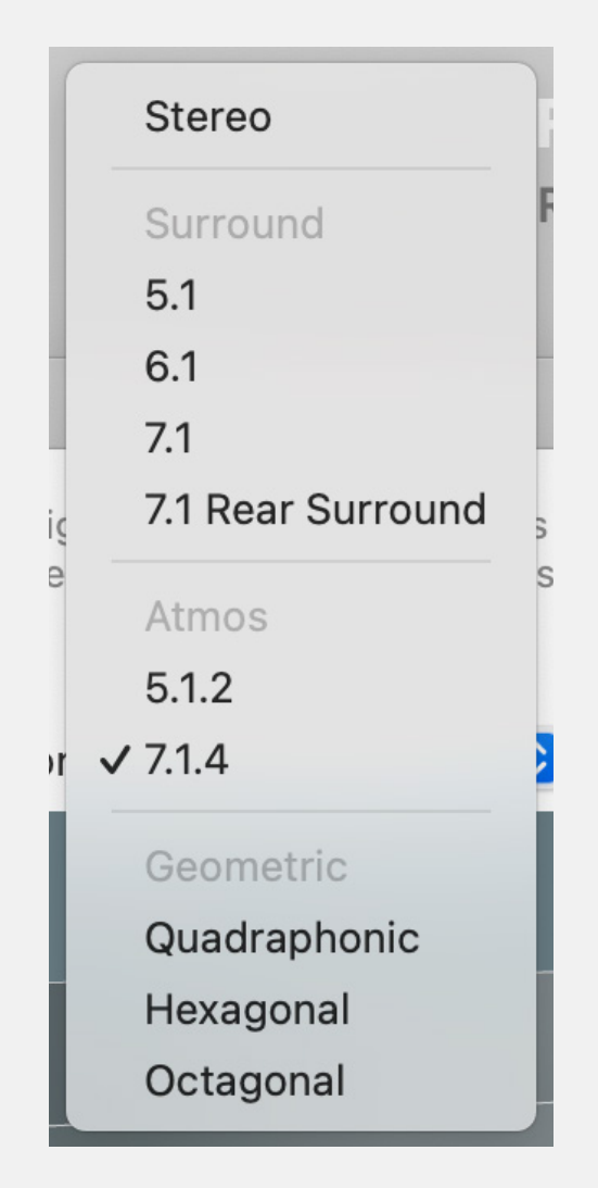 Selecting a speaker configuration in macOS Audio MIDI Setup