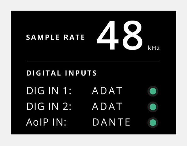 ORIA sample-rate and clock-source status