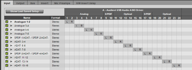 Beispiel für Pro Tools I/O Setup