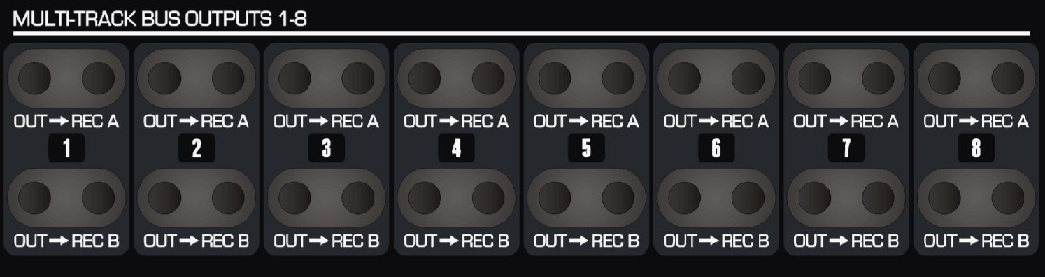 ASP8024-HE patchbay multitrack bus and recorder points