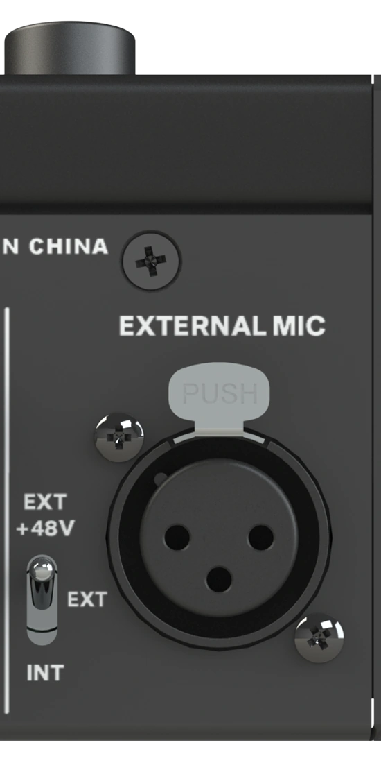 NERO external Talkback माइक्रोफ़ोन इनपुट और internal, external तथा external plus 48 V selector