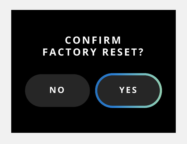 ORIA factory-reset confirmation