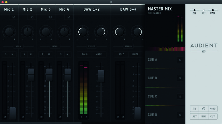 iD44 MKII के लिए iD Software Mixer overview