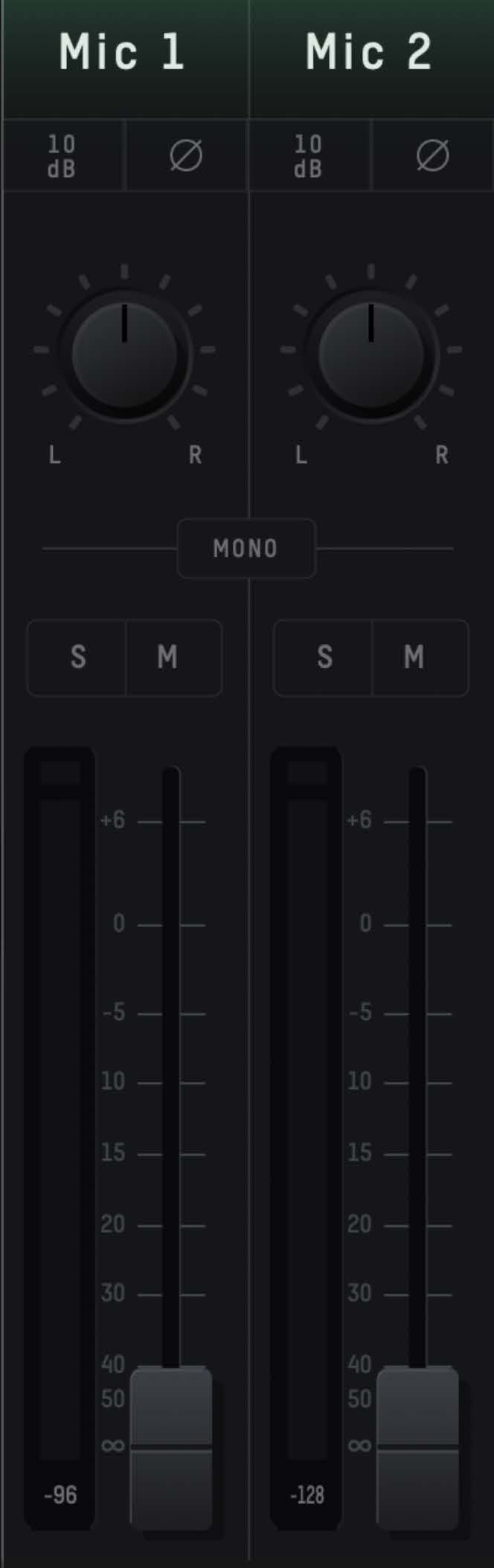 iD Mixer इनपुट चैनल strip