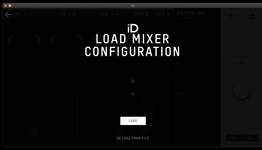 Load मिक्सर Configuration विंडो
