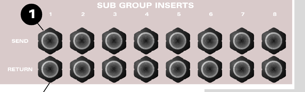 subgroups 1 to 8 के ASP8024 subgroup insert send और return कनेक्टर्स