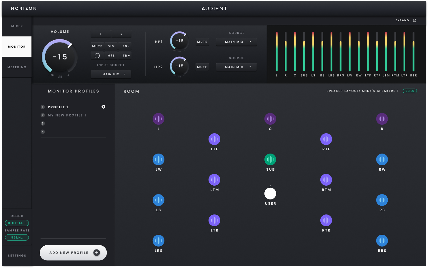 Horizon 32 Monitor Profiles & Speaker Layouts