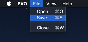 Save を選択した EVO File メニュー