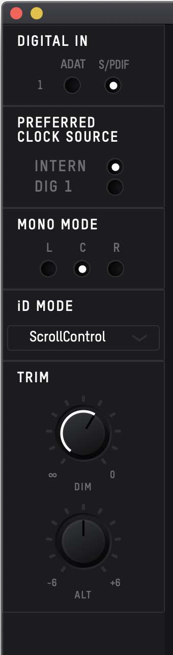 iD Mixer System Panel コントロール