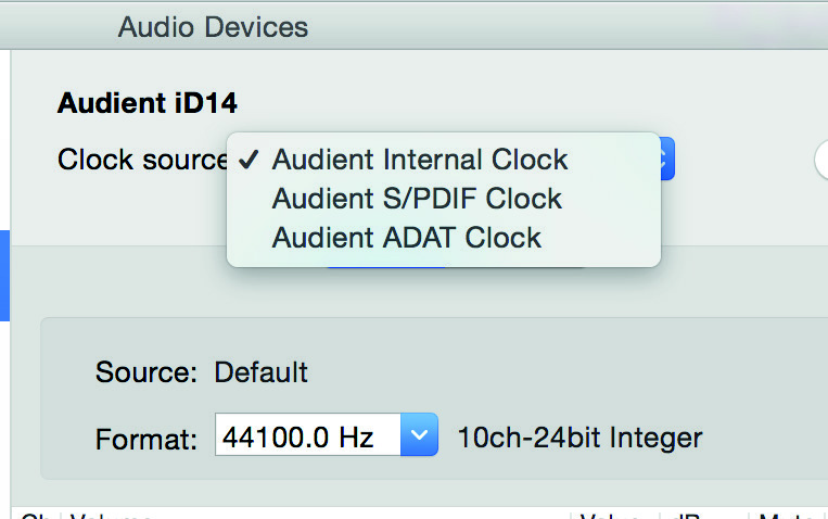 iD44 の旧 Audio MIDI Setup clock-source 例