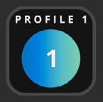Profile 1 が active であることを示す Stream Deck Profile action button