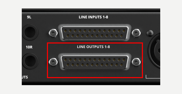 Horizon 8P 후면 패널 D-sub 라인 출력 1–8