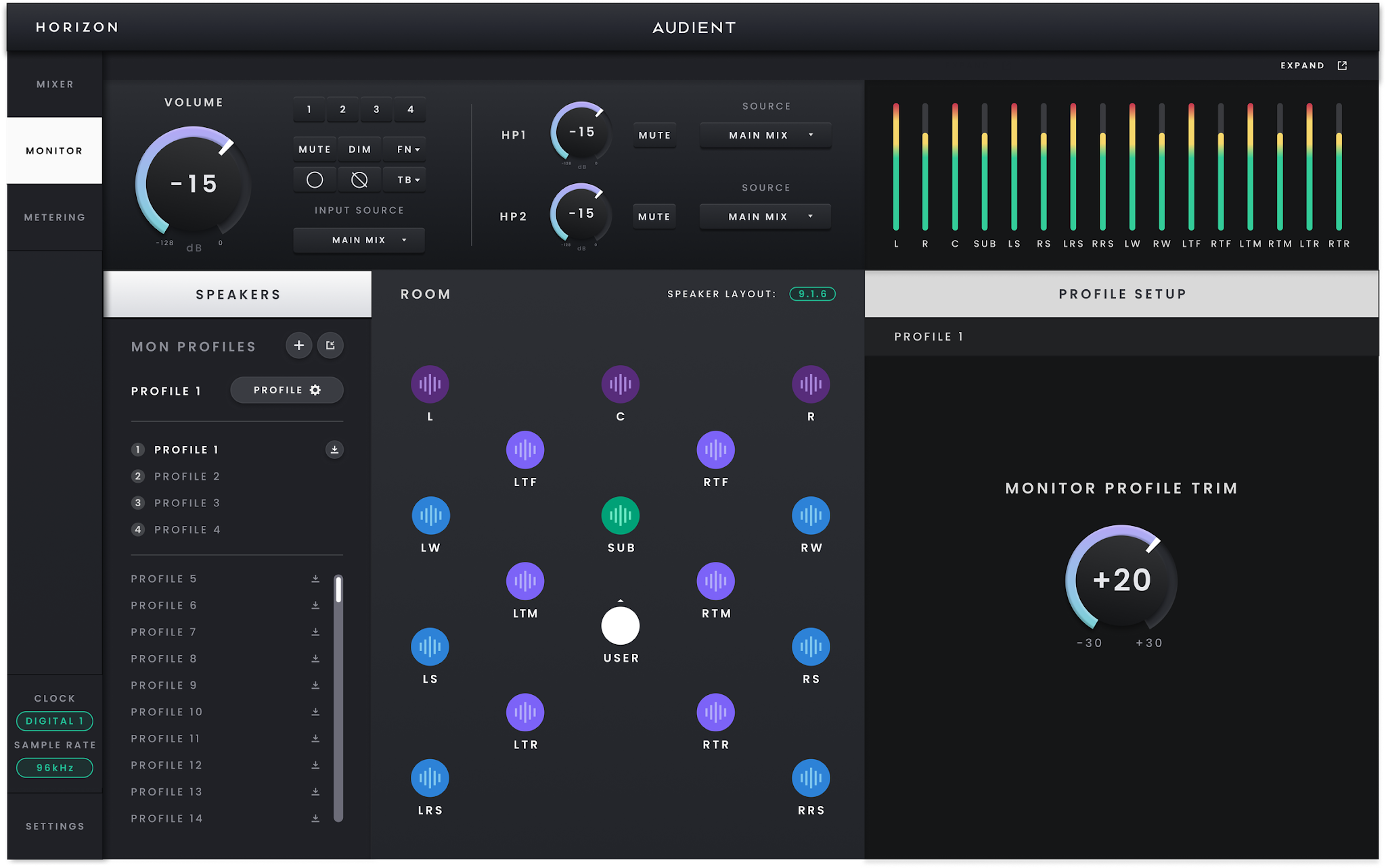 Horizon 32 Monitor Profiles & Speaker Layouts