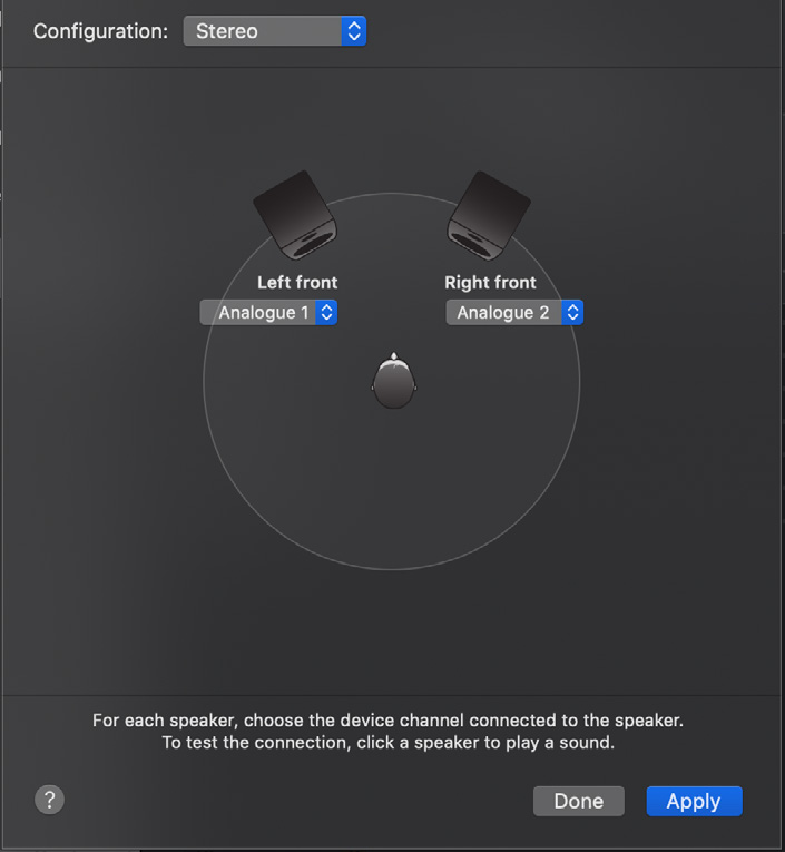 macOS Audio MIDI Setup에서 iD48 시스템 재생 채널 설정