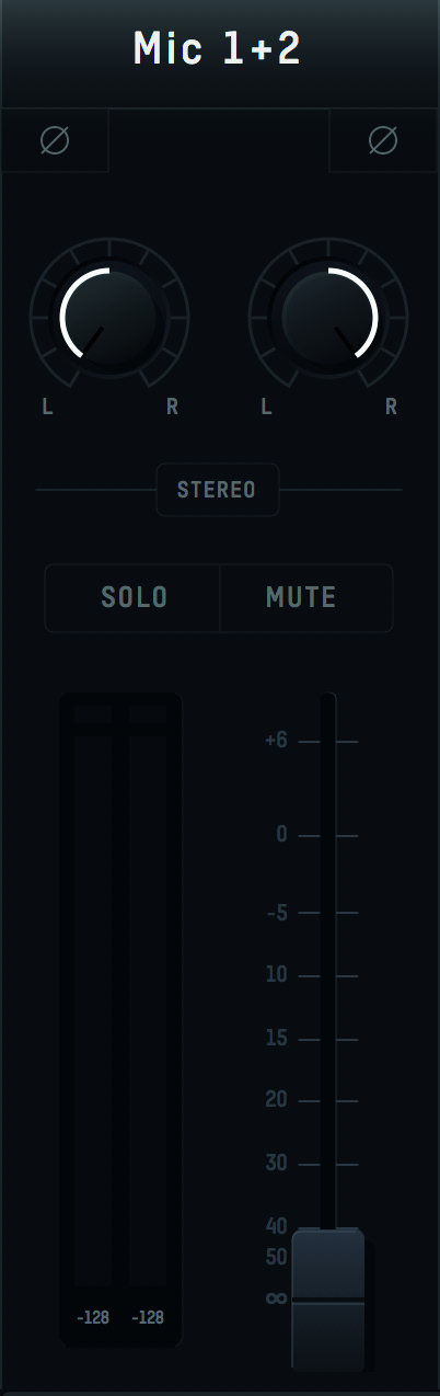 주석이 표시된 iD Software Mixer 채널 스트립
