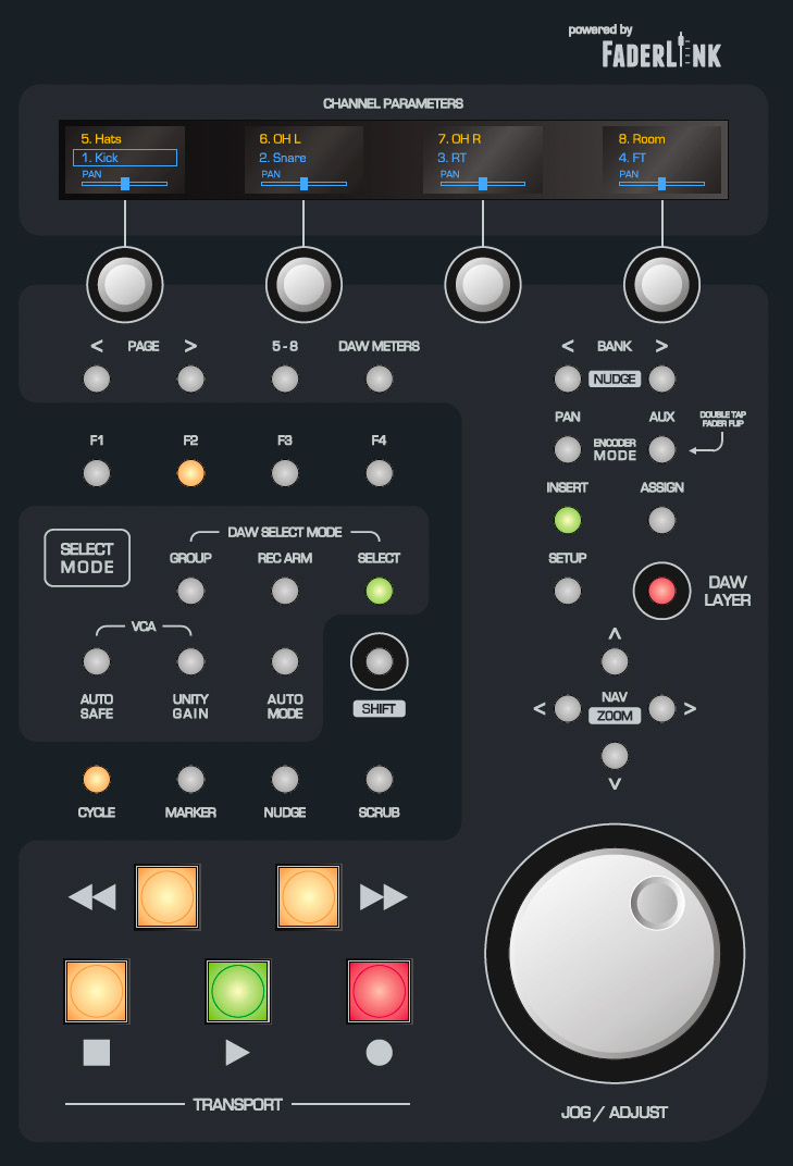 ASP8024-HE DLC DAW Control Surface 레이아웃