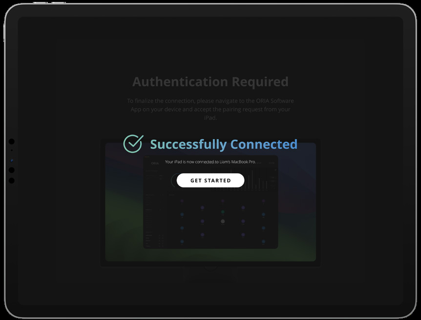ORIA Remote의 Successfully Connected 메시지