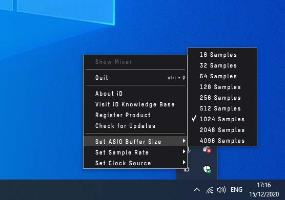 Windows 시스템 트레이의 iD 아이콘