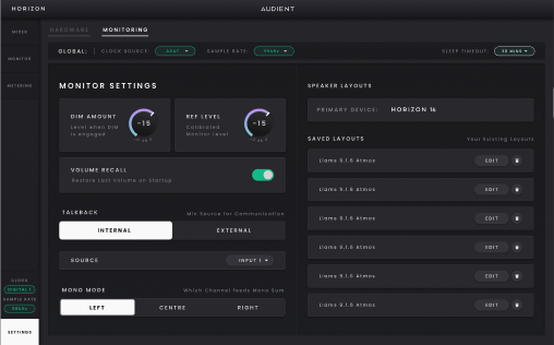 Horizon 16 Hardware Settings 与多设备，Monitor Settings