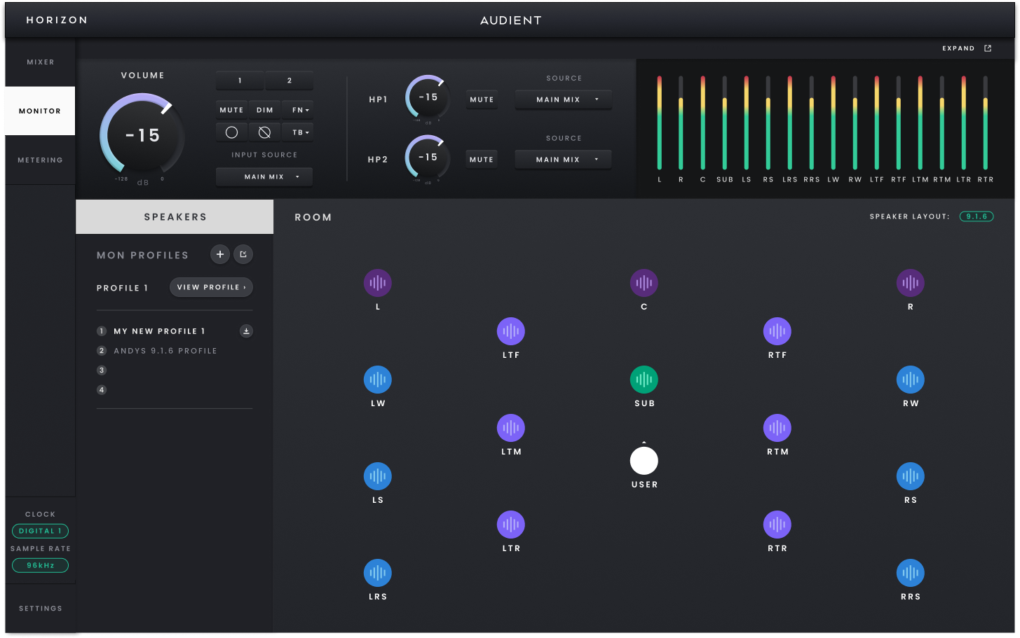 Horizon 16 Monitor Controller 与 Independent Mixes，建立 Independent Mix