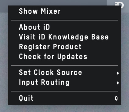 macOS 上的 iD 应用菜单