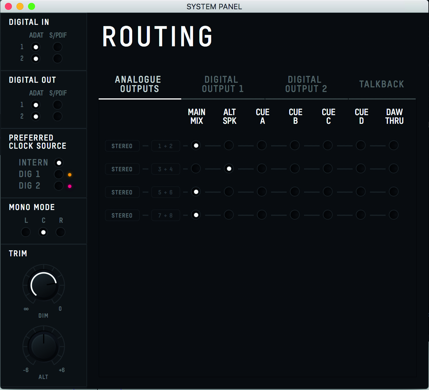 iD44 MKII System Panel 路由视图