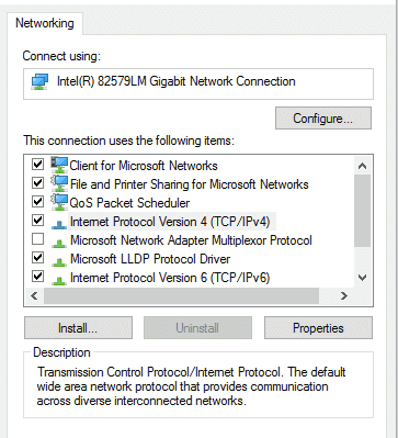 DLC 手册中显示的旧版 Windows Ethernet IPv4 配置